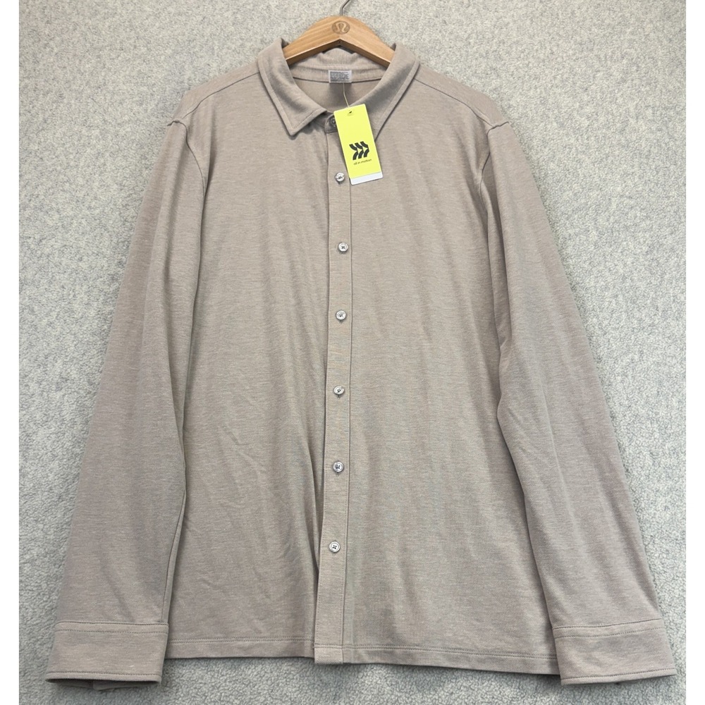 NWT All In Motion Mens Commuter Shirt Tan Beige Moisture Wicking Quick Dry L